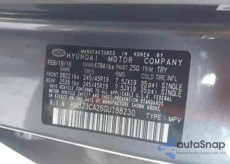 2016 Hyundai Tucson Limited from USA, damaged, VIN KM8J3CA26GU188230